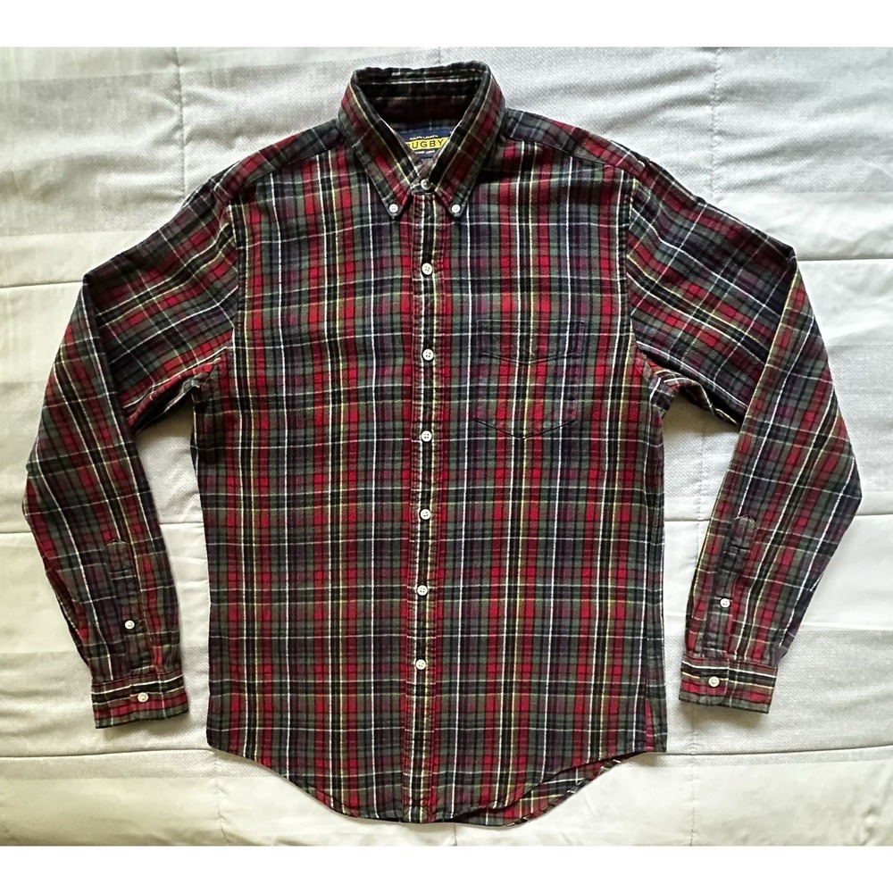 Rugby Ralph Lauren Men's M Plaid Flannel Shirt Green Red Tartan Prep‎ Heritage
